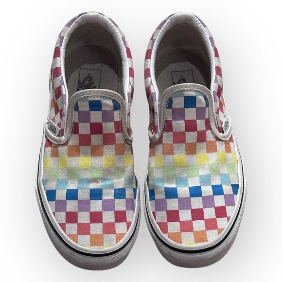 Vans Kids Rainbow Checkerboard Slip-On Canvas Casual Used Sneakers Size Kids 3 - Picture 10 of 16
